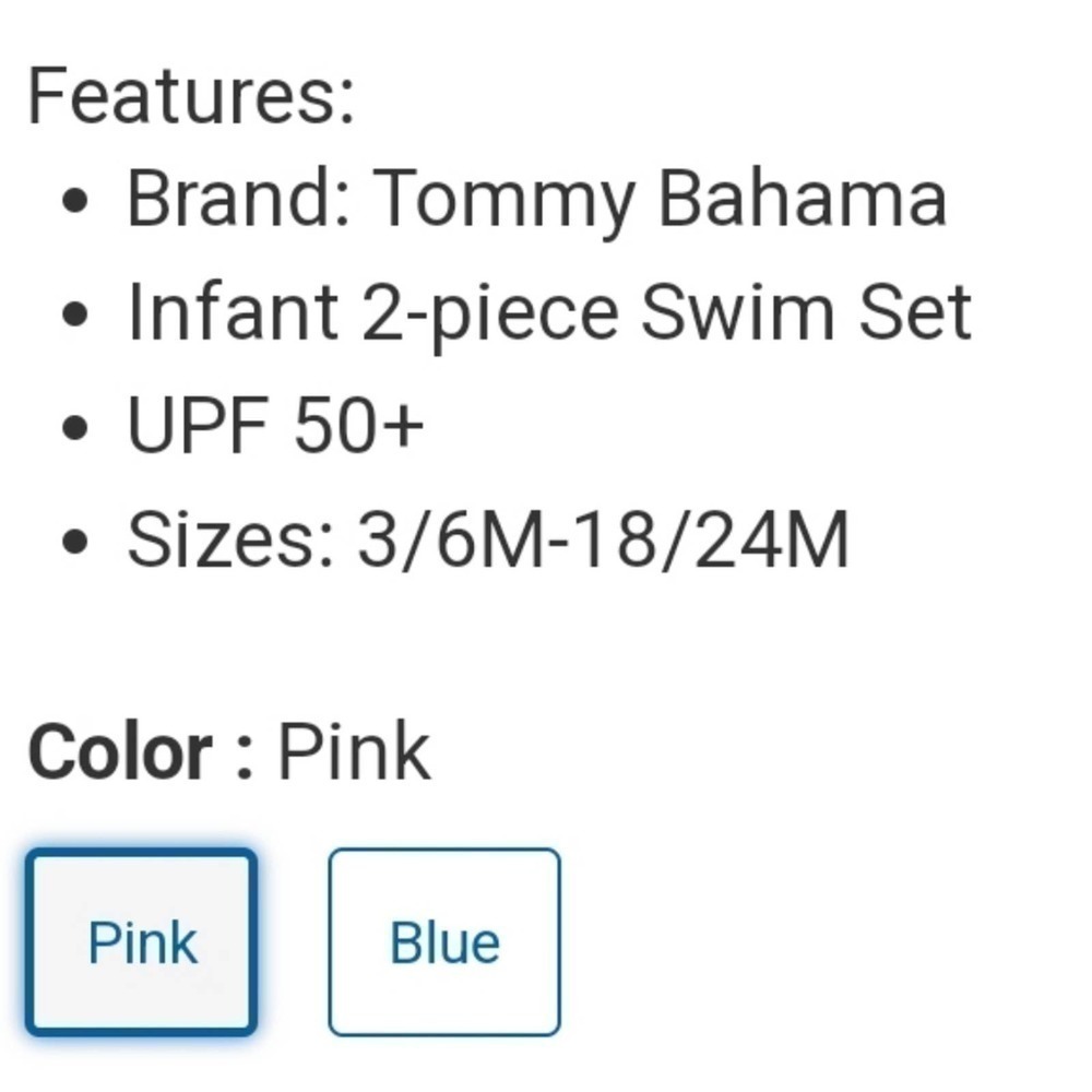 🛑 2 / $40 Sale!Tommy Bahama Infant 2-piece Swim Set UPF50+ /  Pink Flamingo NWT - Picture 7 of 9